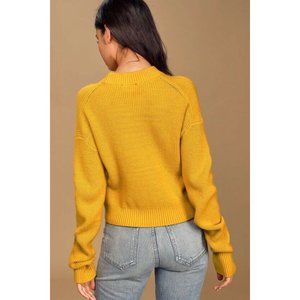 Lulus Huddle Up Mustard Yellow Knit 